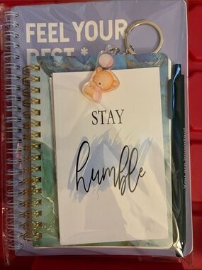 6 Piece Stay Humble Inspirational Notebook Set - White & Blue